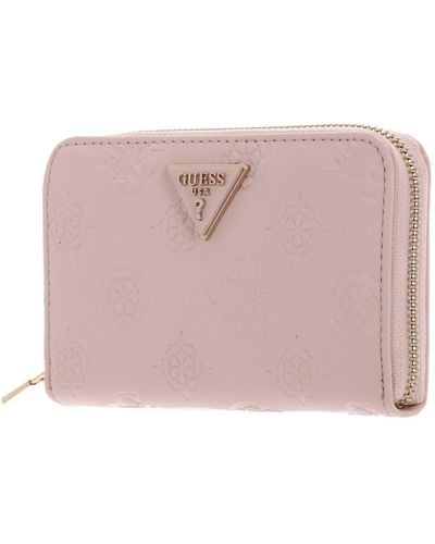 Guess Jena Zip Around Wallet M Pale Pink Logo - Nero