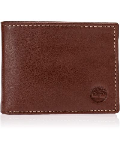 Timberland Leather Passcase Trifold Wallet Hybrid - Brown