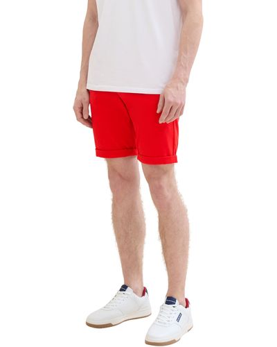 Tom Tailor Slim Chino Bermuda Shorts mit Stretch - Rot