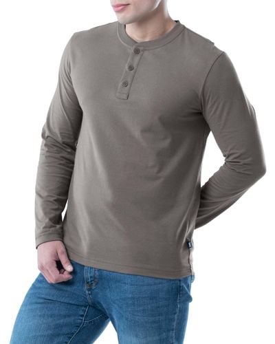 Lee Jeans Long Sve Soft Washed Cotton Henley T-shirt - Gray