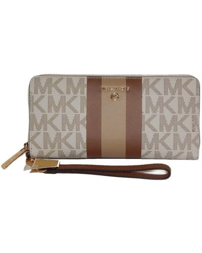 Michael Kors Grote Logo Streep Continentale Portemonnee - Metallic