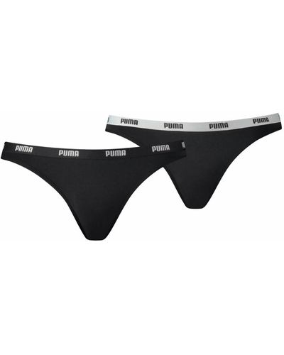 PUMA Iconic Bikini Slip Hang 2er Pack, Größe:M;Farbe:Black (200) - Schwarz
