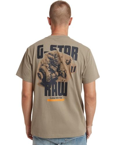 G-Star RAW Engine Back Talla Loose R T Camiseta - Marrón