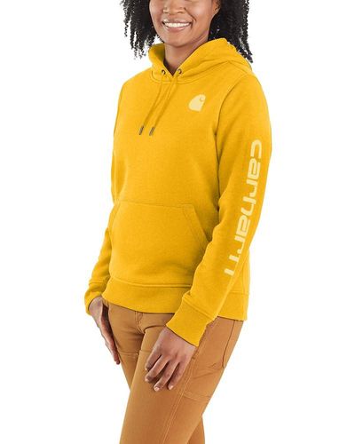 Carhartt Plus Size Relaxed Fit Midweight Logo Sleeve Graphic Sweatshirt - Yellow