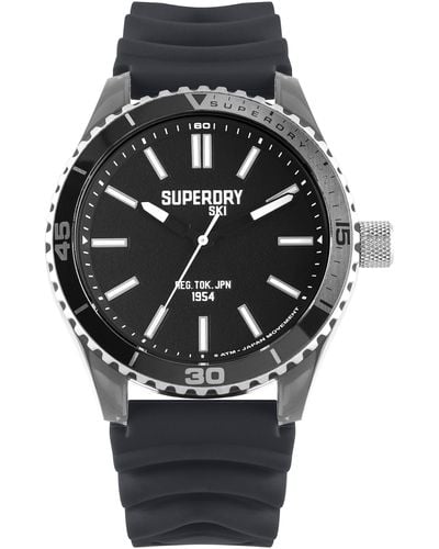 Superdry Analog Quarz Uhr mit Silikon Armband SYG241E - Schwarz