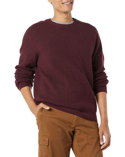 Amazon Essentials Long-sleeve Waffle Stitch Crewneck Sweater - Red