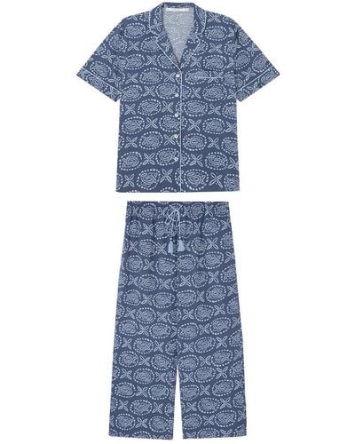 Women'secret Pyjama Met Korte Mouwen Mix And Match Smiley Set Voor - Blauw