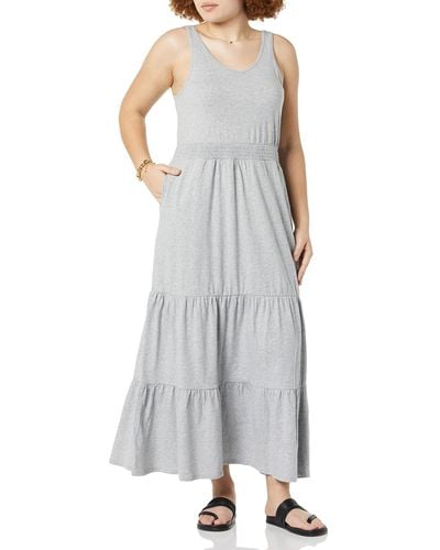 Amazon Essentials Sleeveless Elastic Waist Summer Maxi Dress - Grey