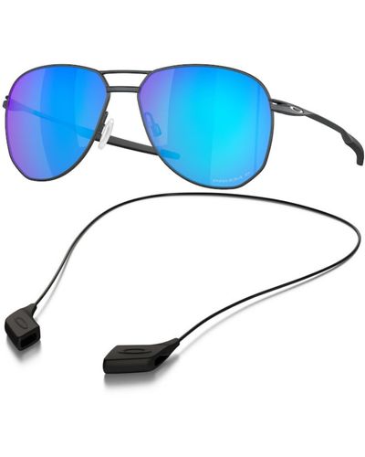 Oakley Oo6050 Sunglasses Bundle: Oo 6050 605004 Contrail Ti Satin Light Steel And Medium Black Leash Accessory Kit - Blue