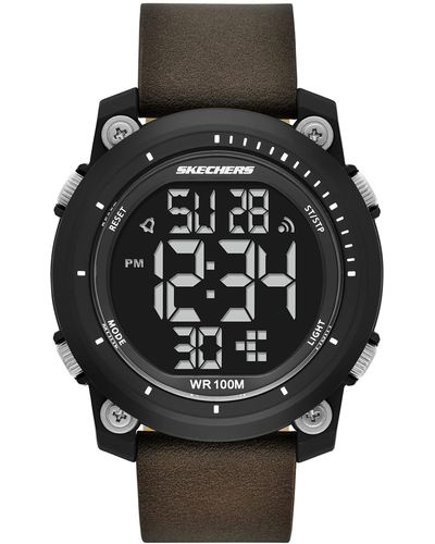 Skechers Norwalk Quartz Casual Vegan Leather Digital Watch - Black