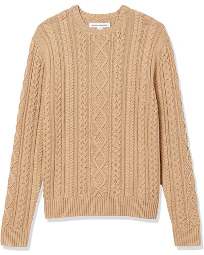 Amazon Essentials Long-sleeve 100% Cotton Fisherman Cable Crewneck Sweater - Natural