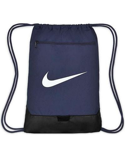 Nike Nk Brsla Drwstrng - 9,5 (18l) Gym Bag Unisex Volwassenen, Middernacht Marine/zwart/wit, Misc, Sport. - Blauw