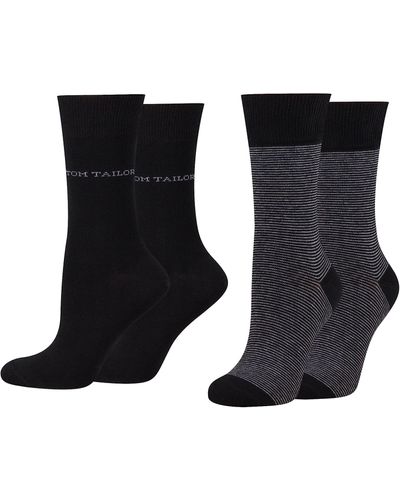 Tom Tailor Women socks 4er stripe black 35-38 - Schwarz