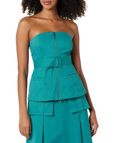 The Drop Strapless Zip Front Top With Belt By @ieshathegr8 - Green