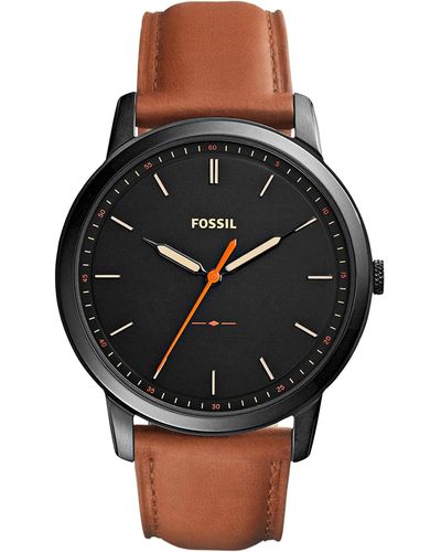 Fossil The Minimalist Slim Three-hand Light Brown Leather Watch - Black