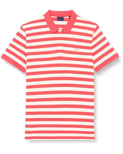 GANT Multi Stripe Ss Pique Polo Shirt - Red