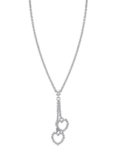 Nomination Lobster Clasp - Brass And Cubic Zirconia Necklace With 2 Heart Pendants - Made In Italy - 42/44 - Metallic