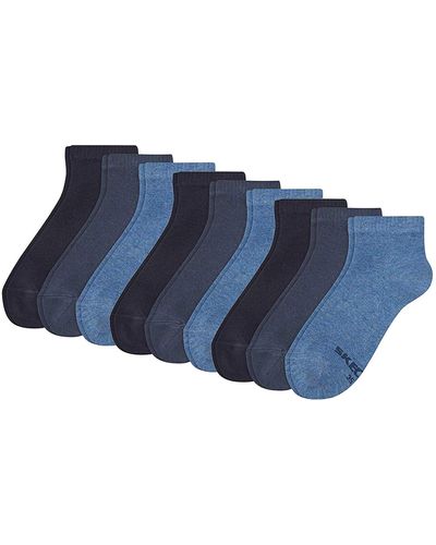 Skechers Socken - Quarter, weicher Baumwollmix, einfarbig, Vorteilspack, 9er Pack (3x 3P), 35-42, Schwarz oder Weiß - Blau