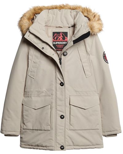 Superdry Everest Faux Fur Hooded Parka Jacket - Natural