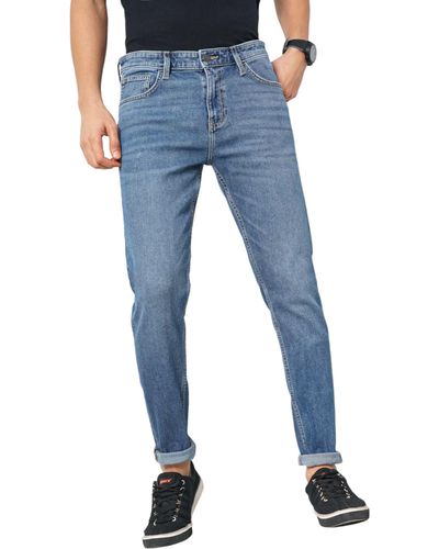 Celio* Jeans da uomo in cotone skinny fit tinta unita blu