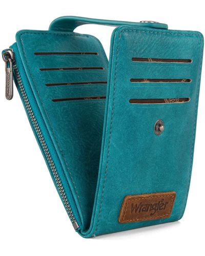 Wrangler Portafoglio da donna a due ante vintage porta carte da donna sottile e minimalista tasca - Blu