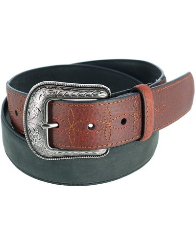 Wrangler Bison And Crazyhorse Leather Belt With Billets - Multicolour