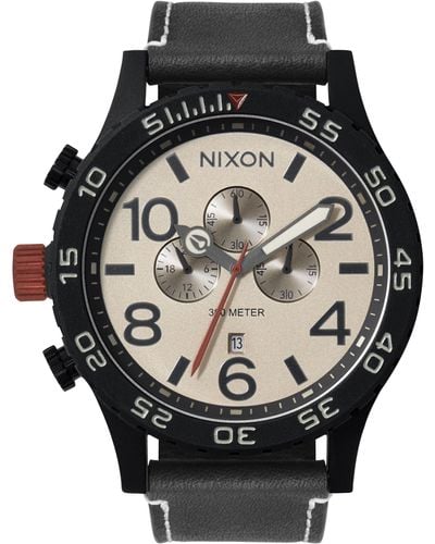 Nixon Analog Japanisches Quarzwerk Uhr mit Leder Armband A1392-5238-00 - Schwarz