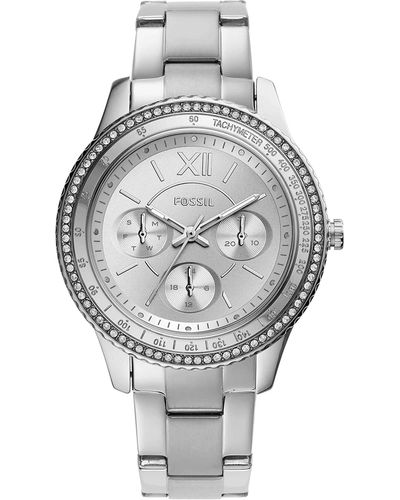 Fossil Stella Quartz Stainless Steel And Stainless Steel Multifunction Watch - Metallic