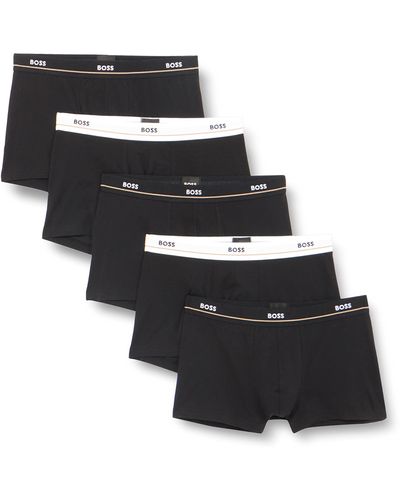 BOSS Paquete de cinco calzoncillos de algodón elástico con logos en la cintura - Negro