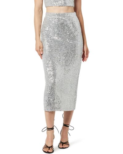 The Drop Bianca Sequin Midi Skirt Jupe - Gris