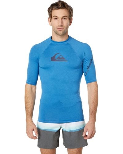 Quiksilver Standard All Time Ss Short Sleeve Rashguard Surf Shirt - Blue