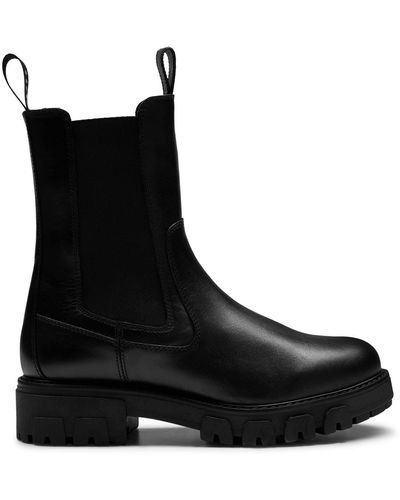 HUGO Chelsea Boots In Nappa Leather With Branded Pull Tab - Black
