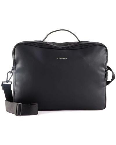 Calvin Klein Hombre Bolsa de Ordenador Ck Must Pique 2G Laptop Bag 17" - Negro