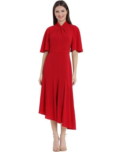 Maggy London Sophisticated Twist Neck Detail Dress Workwear Office Career Occasion Event Guest Of - Red