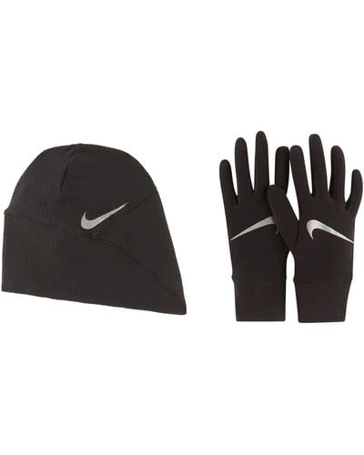 Nike Essential Bonnet et Gants Noir/argenté XS/S
