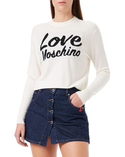 Love Moschino Skirt-Shorts wiith Button Placket And Rubber Label Pantaloncini Casual - Blu