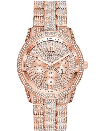 Michael Kors Mk6933 Bradshawn Rose Gold Tone Dial Pave Glitz Crystal Accent Stainless Steel Watch - Pink