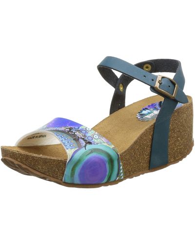 Desigual Minda Open Sandalen Met Sleehak Voor - Blauw