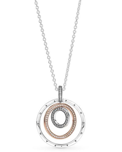 PANDORA Two-tone Circles Pendant & Necklace - Mettallic