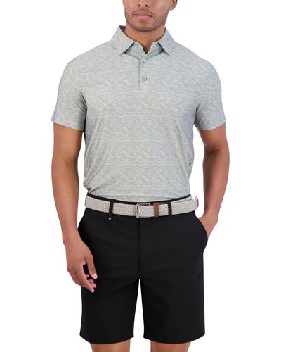 Ben Sherman Short Sleeve Printed Tech Sports Fit Polo Top - Grey