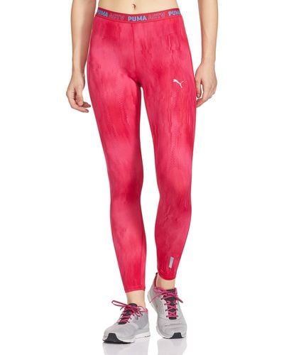 PUMA Gym Activ Power Long Tight Pink Size Large 84% Polyester And 16% Elastane. - Red