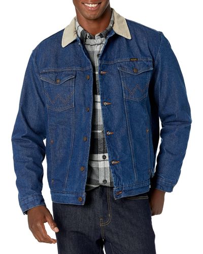Wrangler Mens Western Style Lined Denim Jackets - Blue