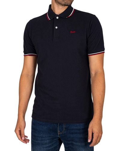 Superdry Vintage Tipped S/S Polo Businesshemd, - Blau