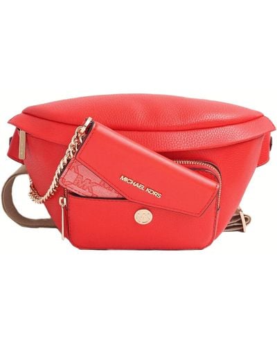 Michael Kors Maisie Leather 2 In 1 Waist Bag Fanny Pack In Dark Sangria - Red