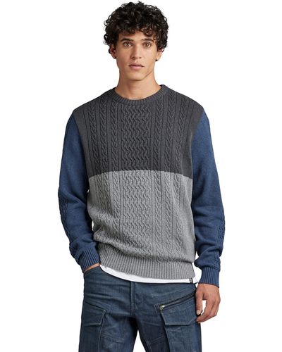 G-Star RAW Cable Color Block Loose R Knit Sweater Multicolor - Blauw