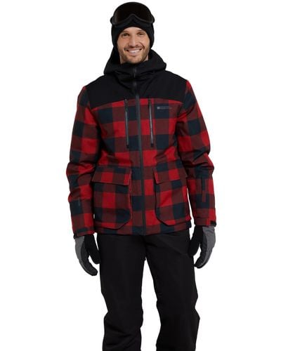 Mountain Warehouse Drayton Mens Waterproof Ski Jacket - Breathable, Taped Seams, Detachable Snowskirt, Thermal Tested -35 °c - Red