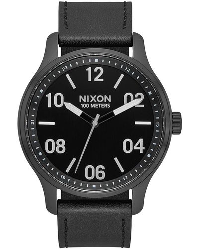 Nixon Analog Quarz Uhr mit Leder Armband A1243-2998-00 - Schwarz