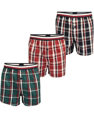 Tommy Hilfiger S Woven Check Boxer Shorts - Red