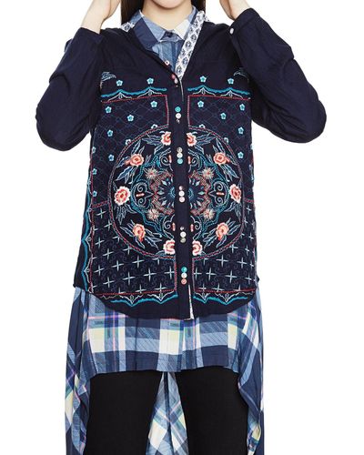 Desigual Ches Longues Chemise Cam CALIMBI 18SWCW78 ,Bleu ,S