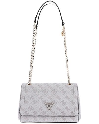 Guess Noelle Convertible Crossbody Flap Dove Logo - Wit